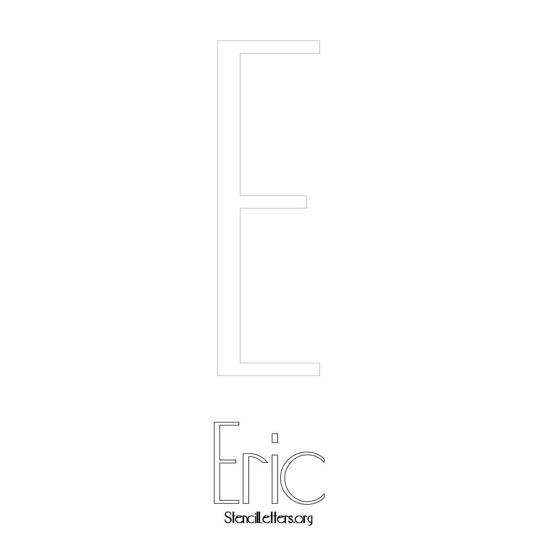 Eric printable name initial stencil in Art Deco Lettering