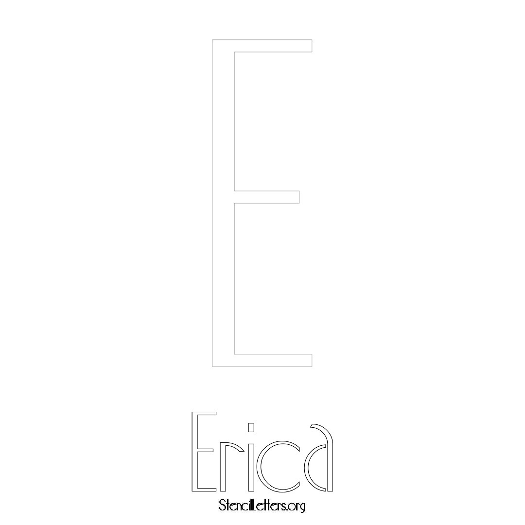 Erica printable name initial stencil in Art Deco Lettering