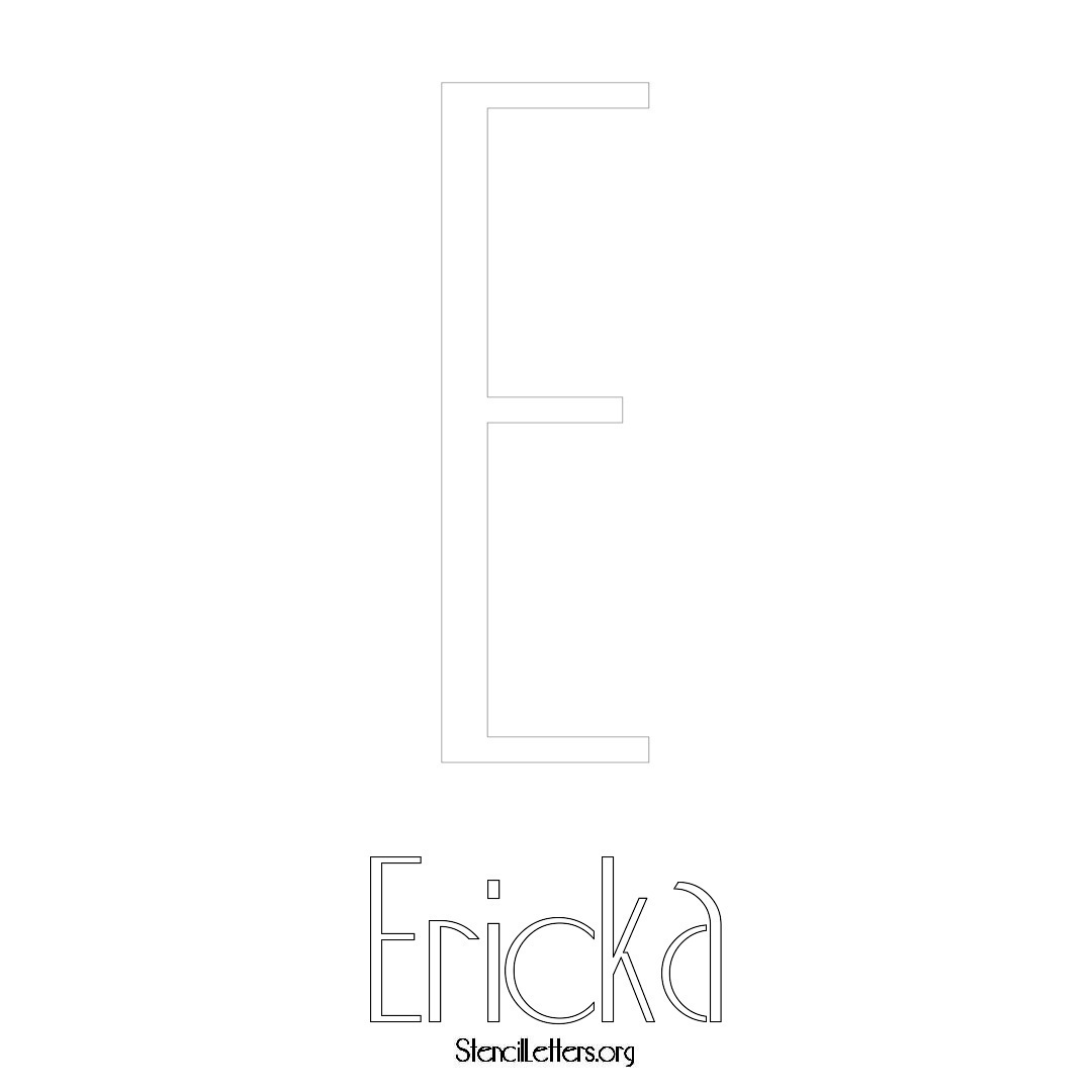 Ericka printable name initial stencil in Art Deco Lettering