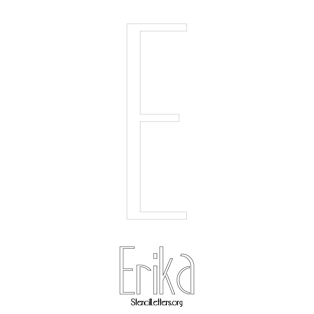 Erika printable name initial stencil in Art Deco Lettering