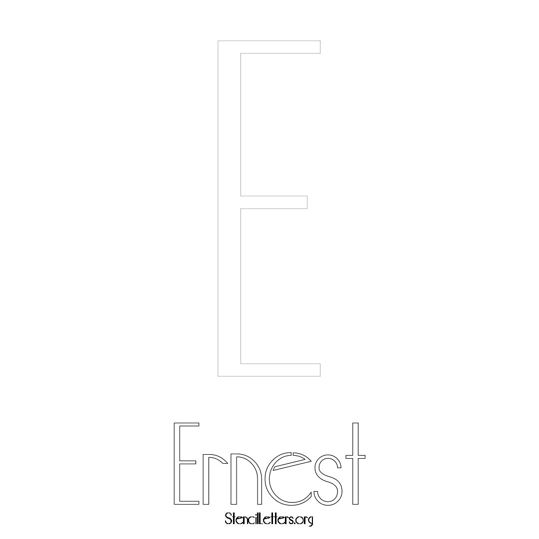 Ernest printable name initial stencil in Art Deco Lettering