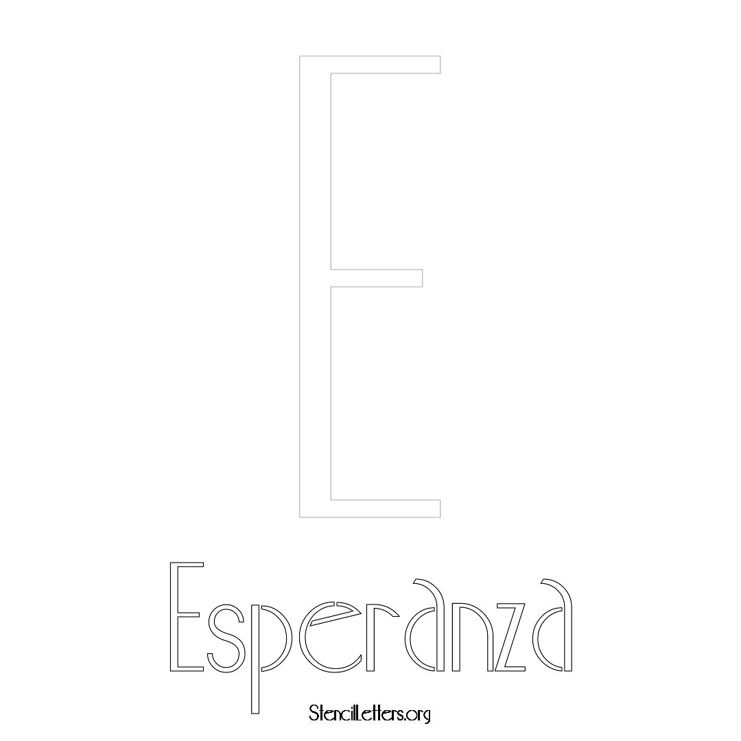 Esperanza printable name initial stencil in Art Deco Lettering