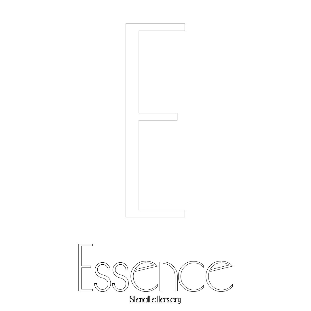 Essence printable name initial stencil in Art Deco Lettering