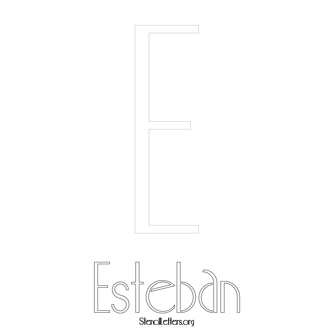 Esteban printable name initial stencil in Art Deco Lettering