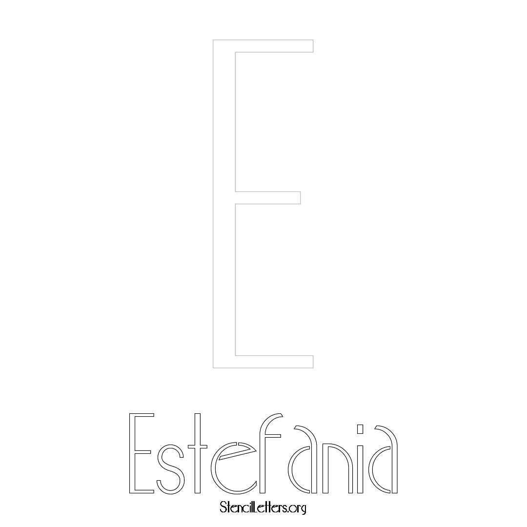 Estefania printable name initial stencil in Art Deco Lettering