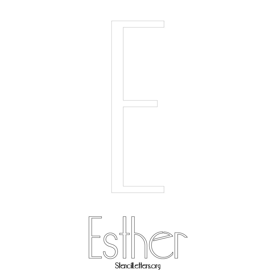 Esther printable name initial stencil in Art Deco Lettering