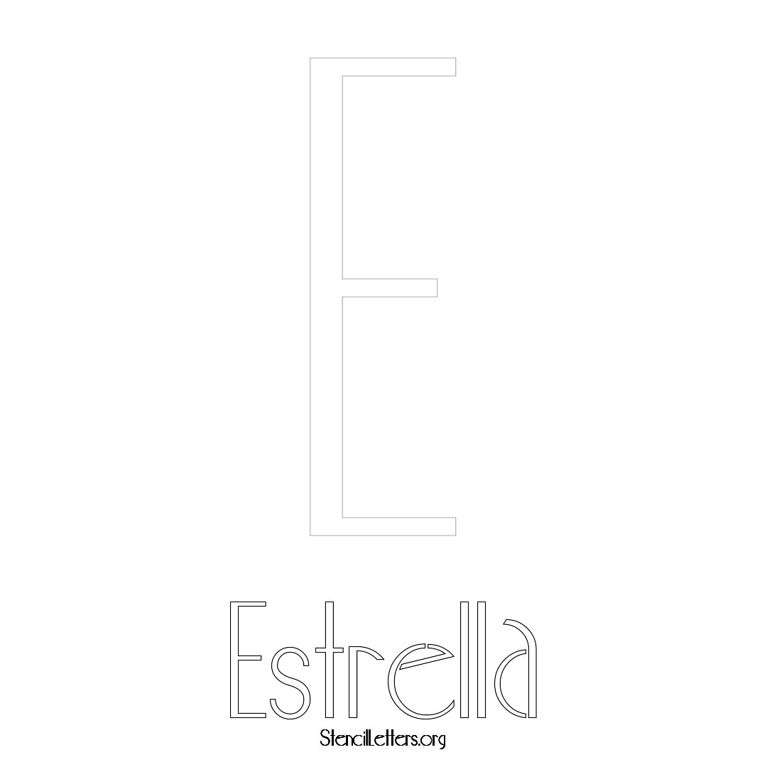 Estrella printable name initial stencil in Art Deco Lettering