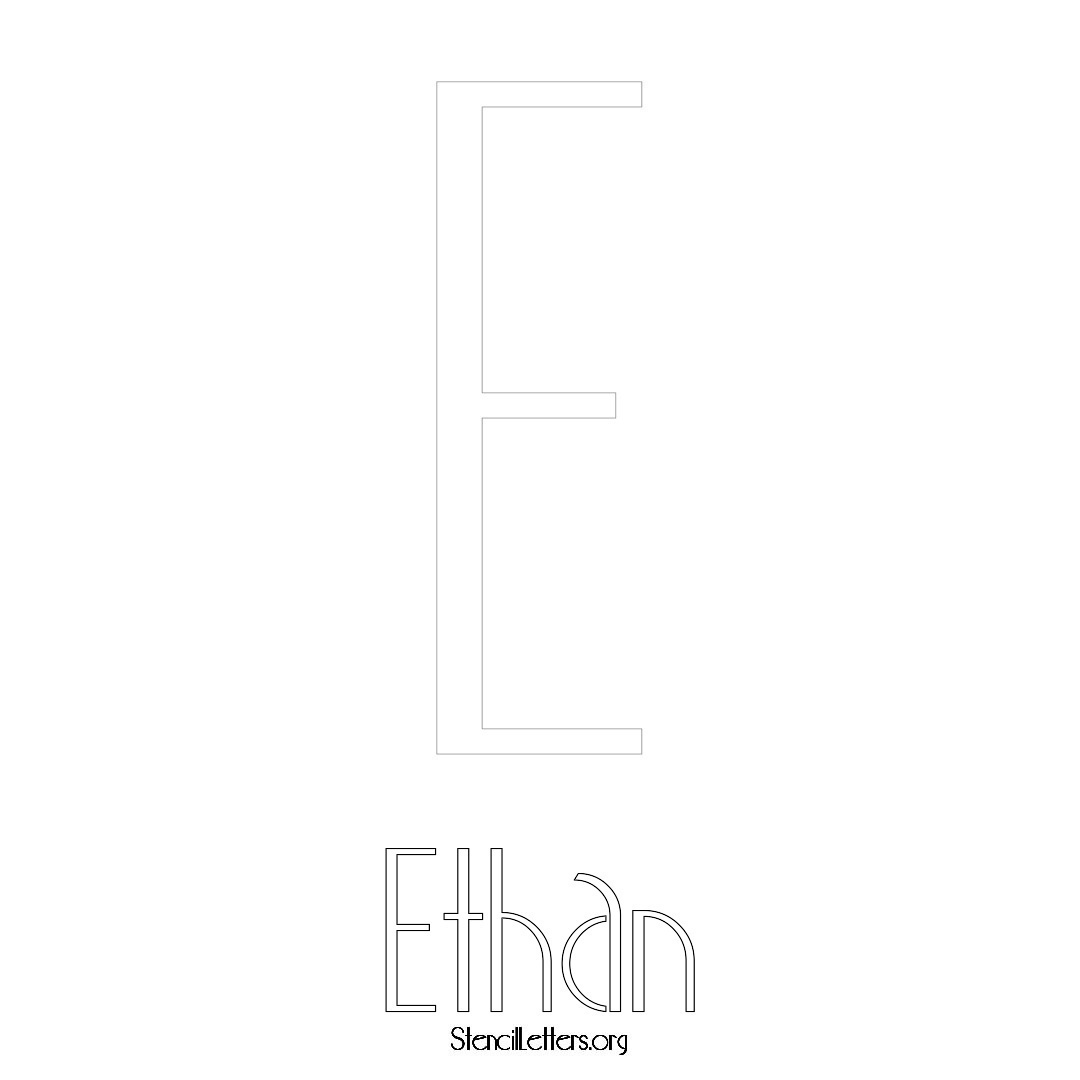 Ethan printable name initial stencil in Art Deco Lettering