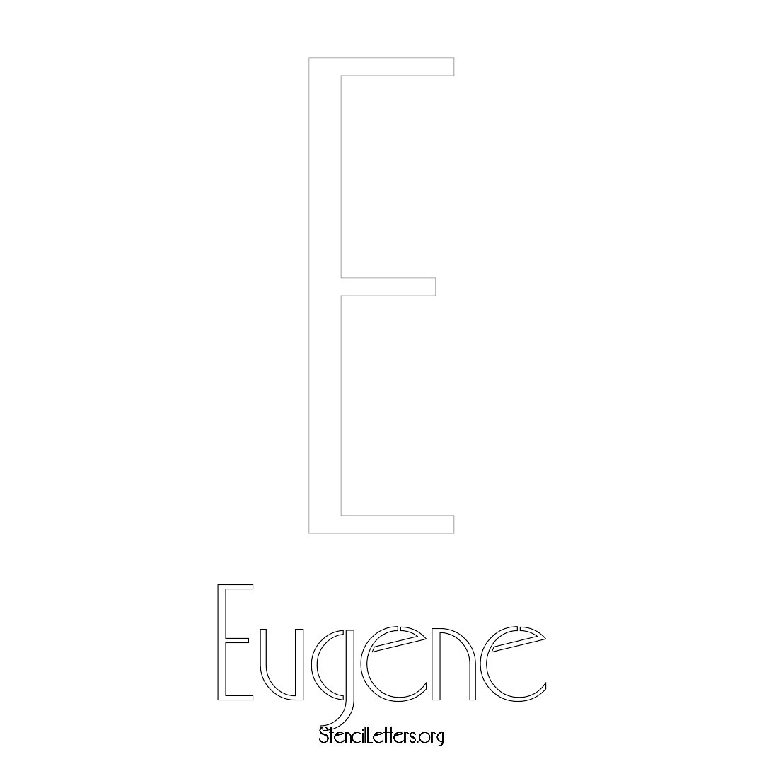Eugene printable name initial stencil in Art Deco Lettering