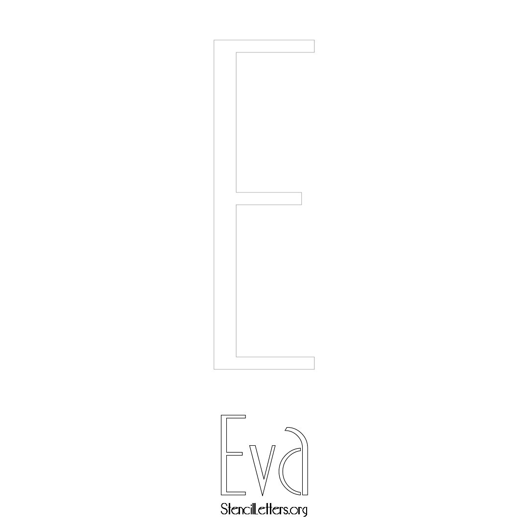 Eva printable name initial stencil in Art Deco Lettering