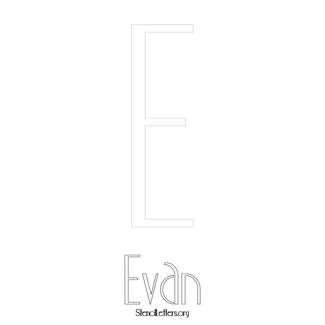 Evan printable name initial stencil in Art Deco Lettering