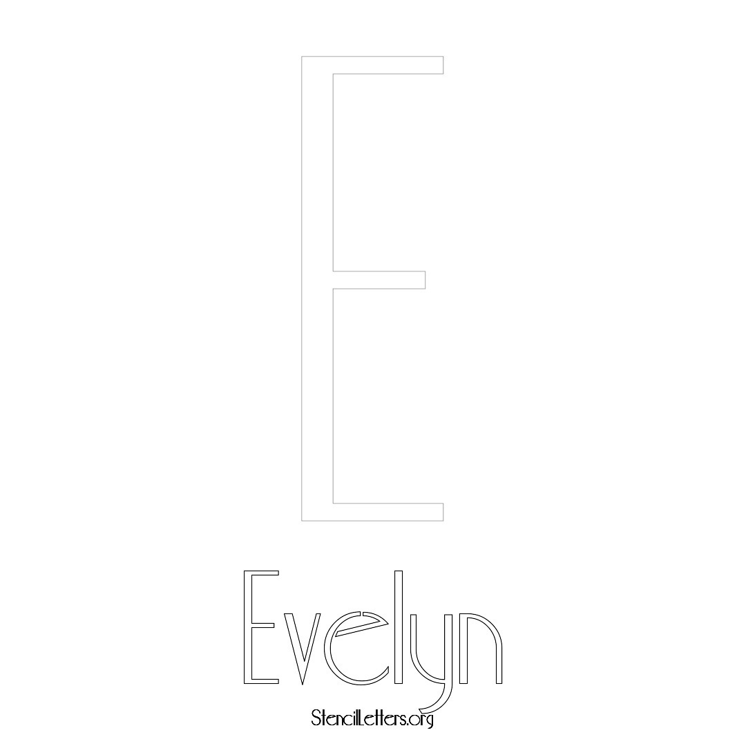 Evelyn printable name initial stencil in Art Deco Lettering