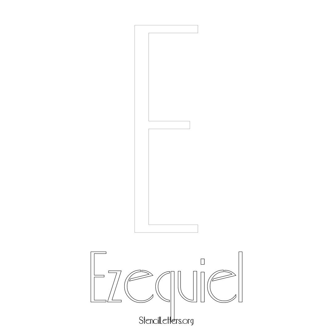 Ezequiel printable name initial stencil in Art Deco Lettering