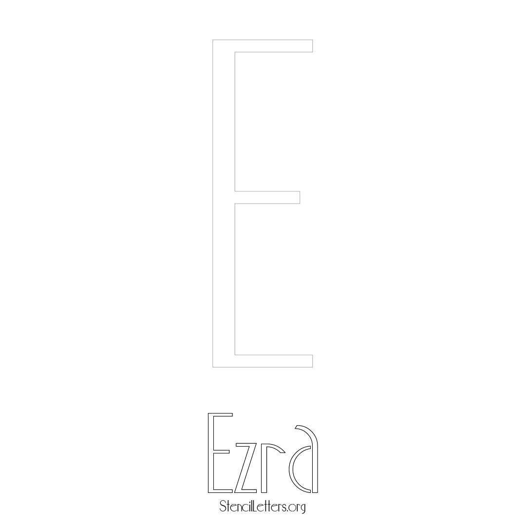 Ezra printable name initial stencil in Art Deco Lettering