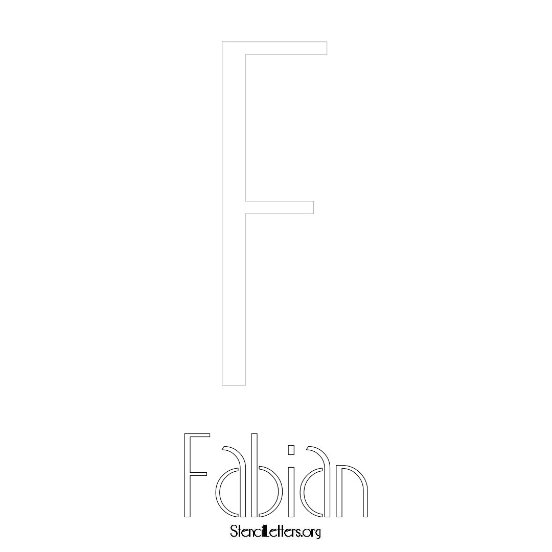 Fabian printable name initial stencil in Art Deco Lettering