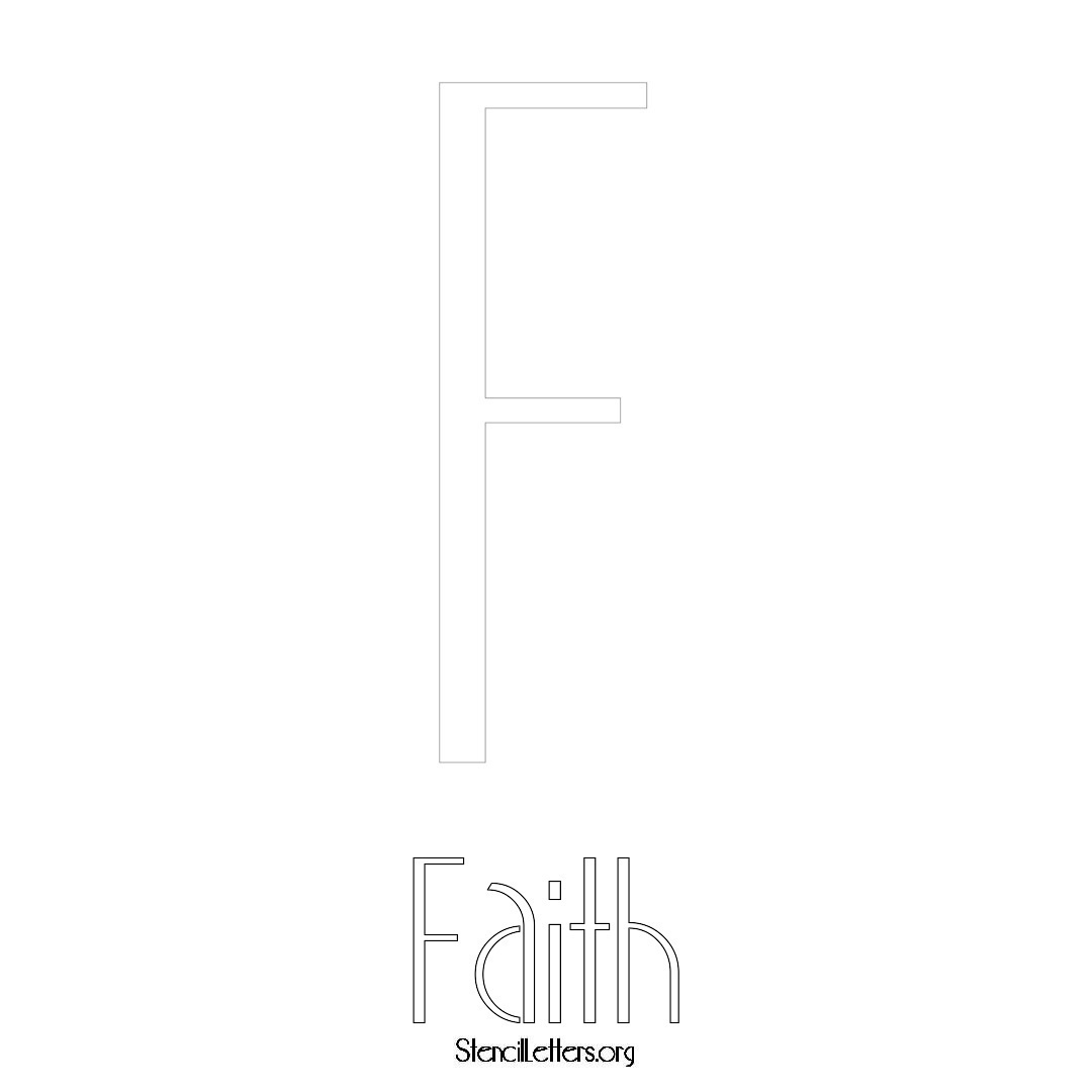 Faith printable name initial stencil in Art Deco Lettering