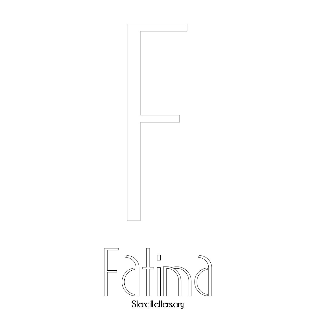 Fatima printable name initial stencil in Art Deco Lettering