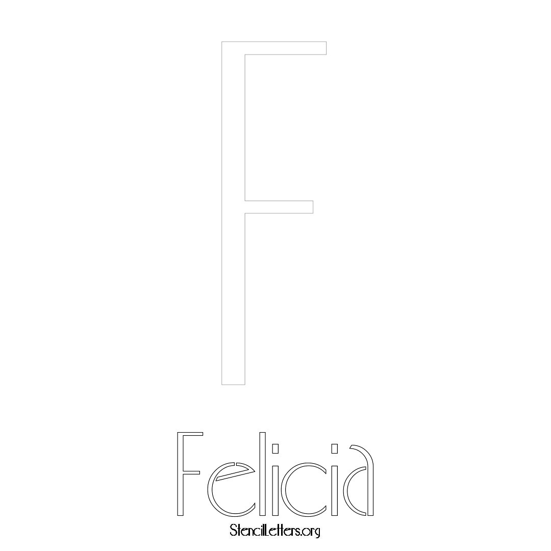 Felicia printable name initial stencil in Art Deco Lettering