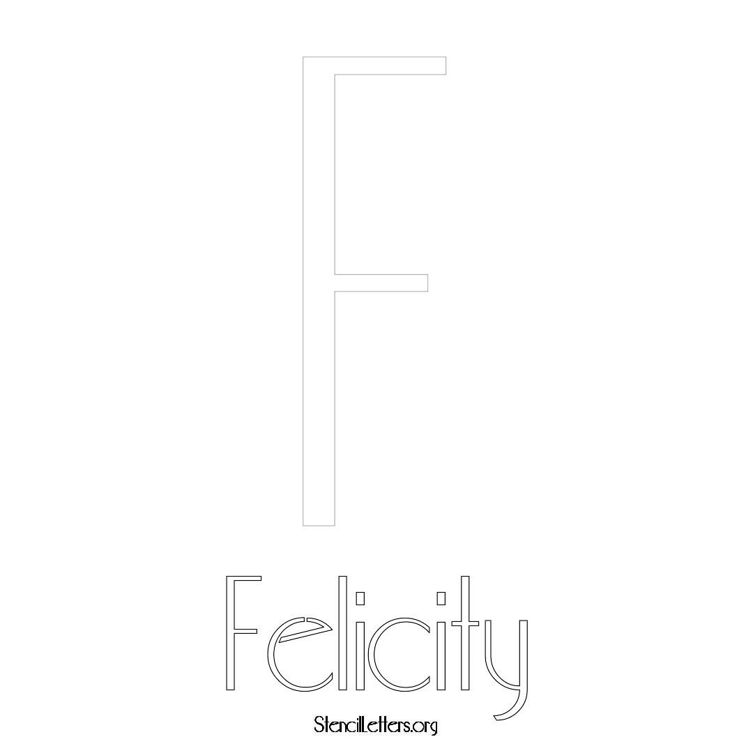 Felicity printable name initial stencil in Art Deco Lettering