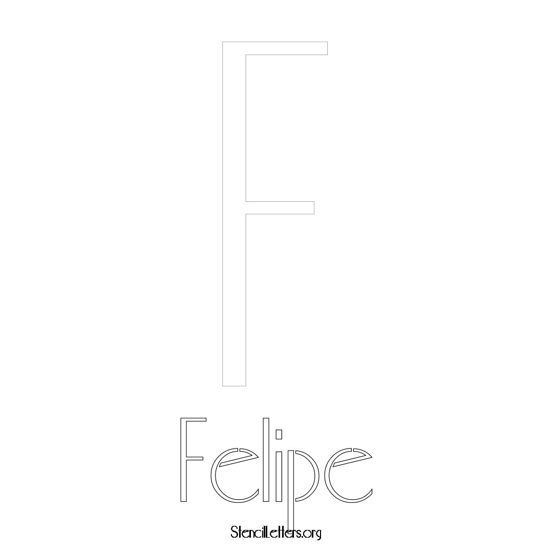 Felipe printable name initial stencil in Art Deco Lettering