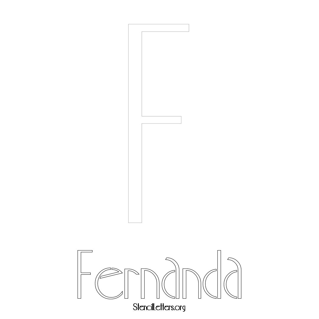 Fernanda printable name initial stencil in Art Deco Lettering