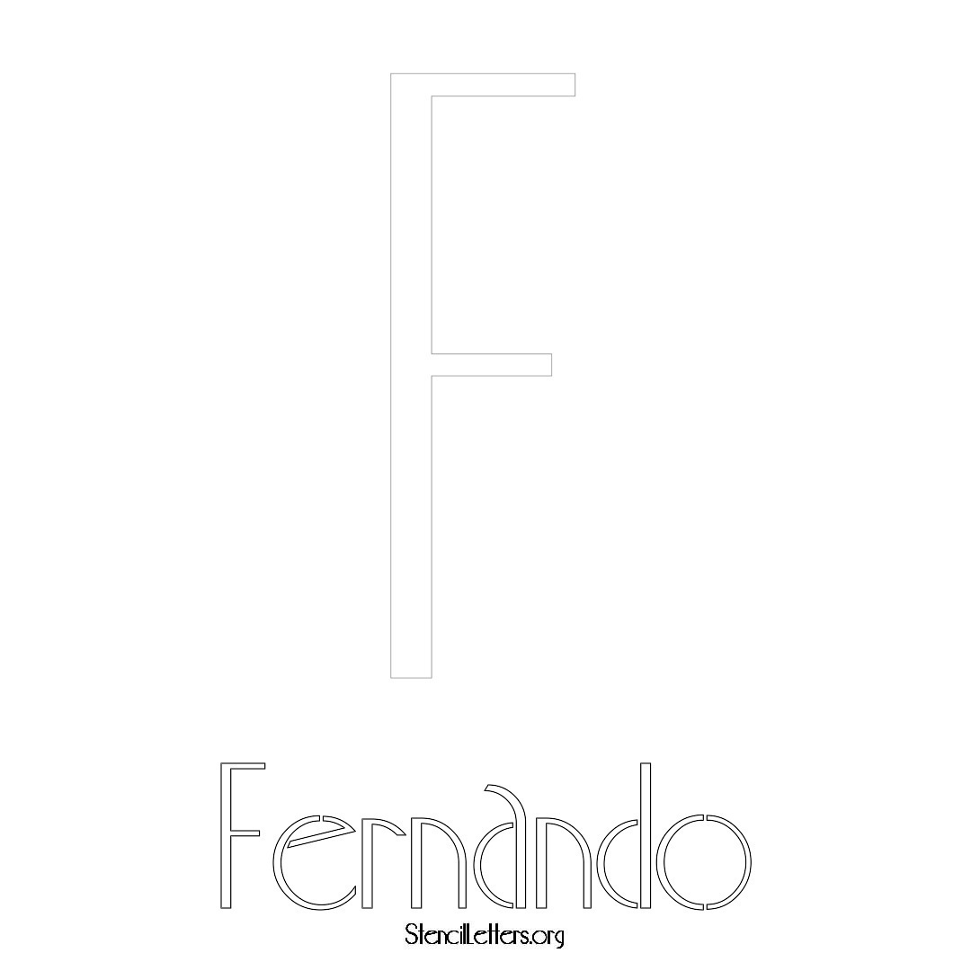 Fernando printable name initial stencil in Art Deco Lettering