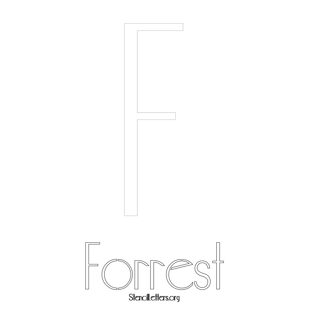 Forrest printable name initial stencil in Art Deco Lettering