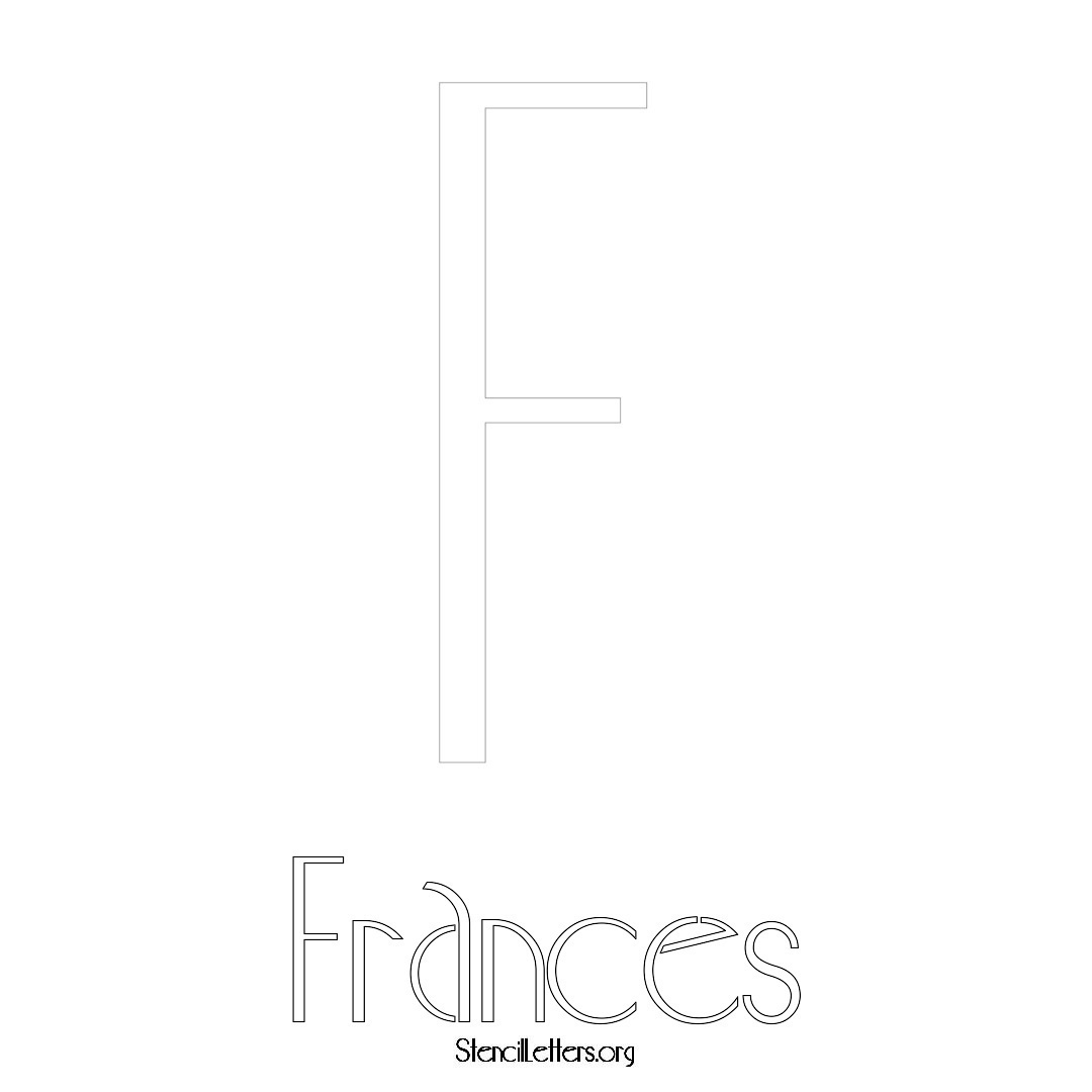 Frances printable name initial stencil in Art Deco Lettering