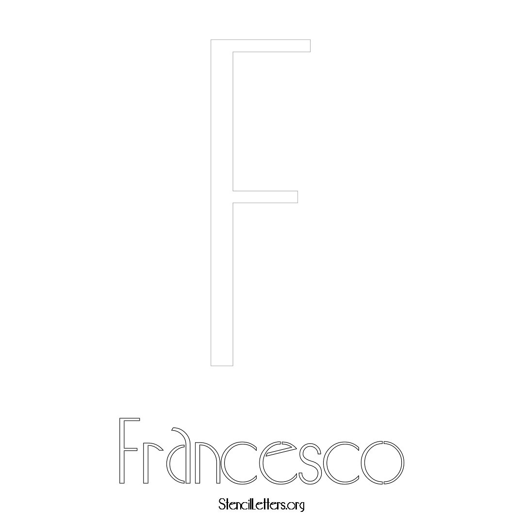 Francesco printable name initial stencil in Art Deco Lettering