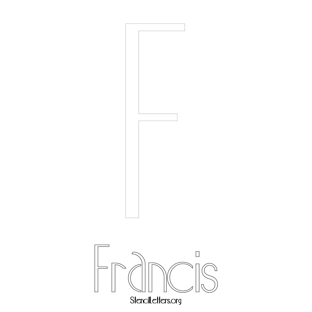 Francis printable name initial stencil in Art Deco Lettering