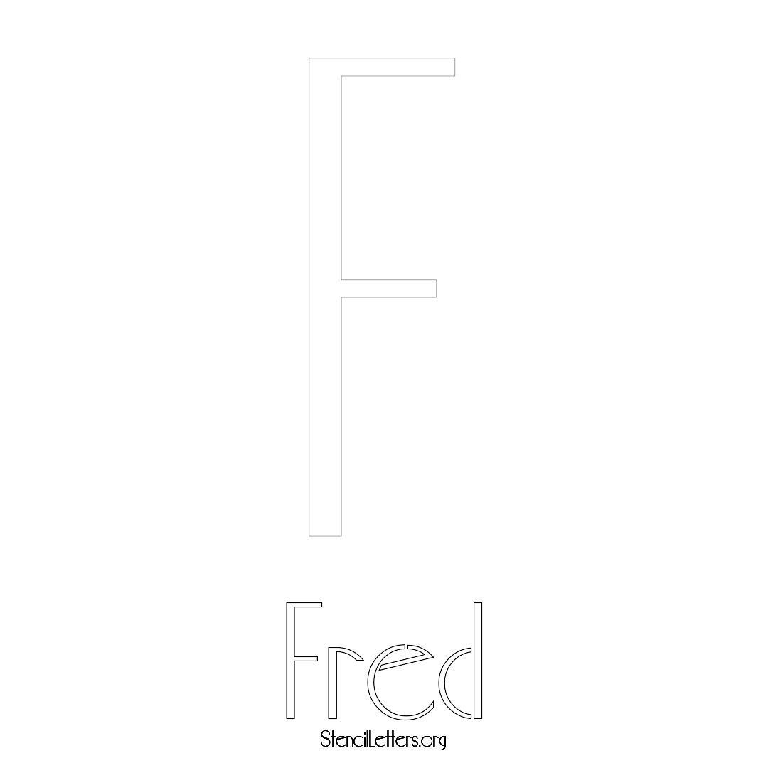 Fred printable name initial stencil in Art Deco Lettering