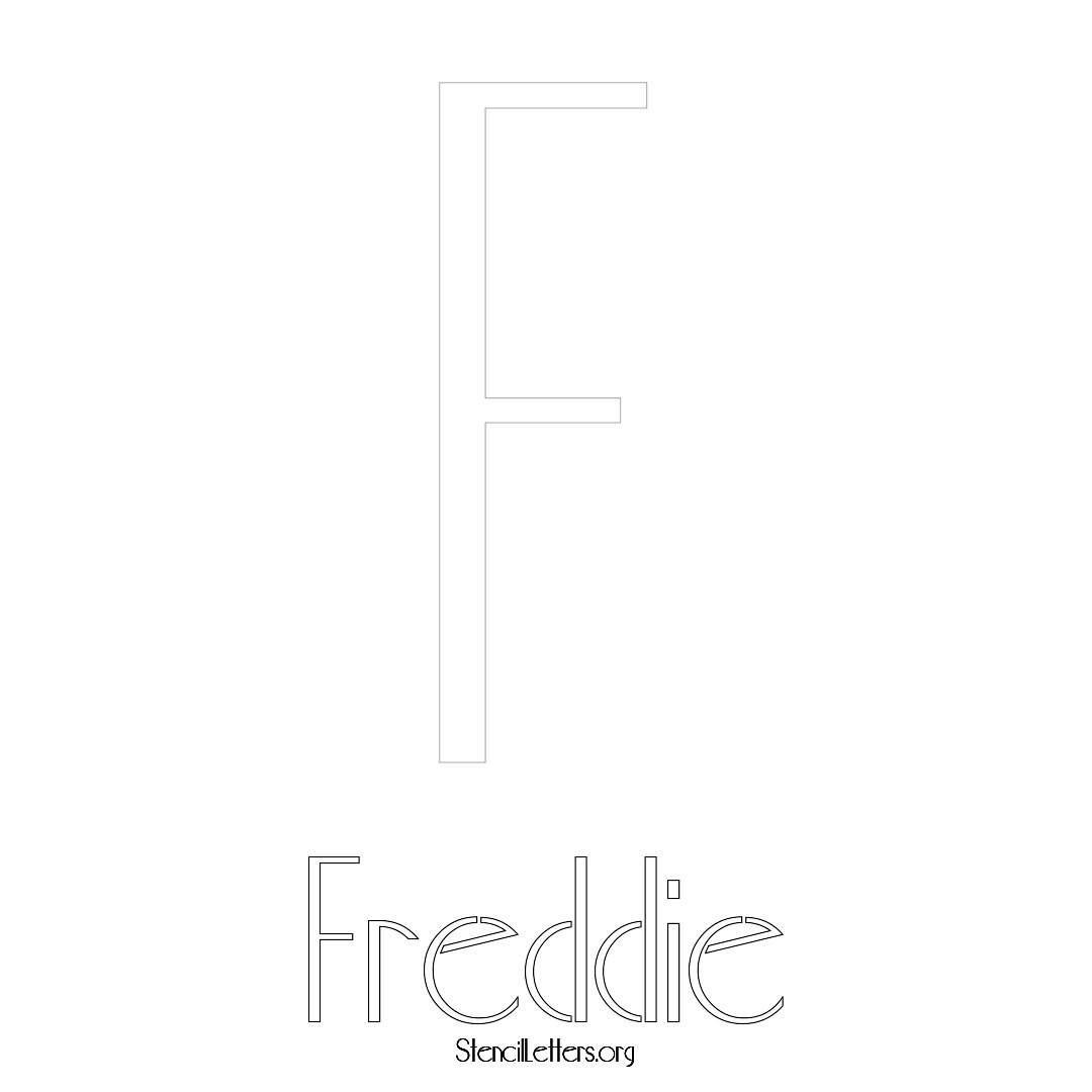 Freddie printable name initial stencil in Art Deco Lettering