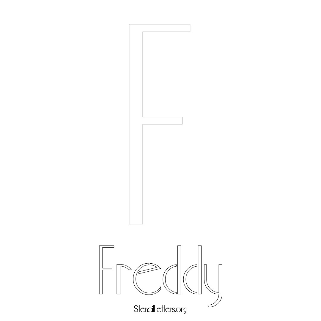 Freddy printable name initial stencil in Art Deco Lettering