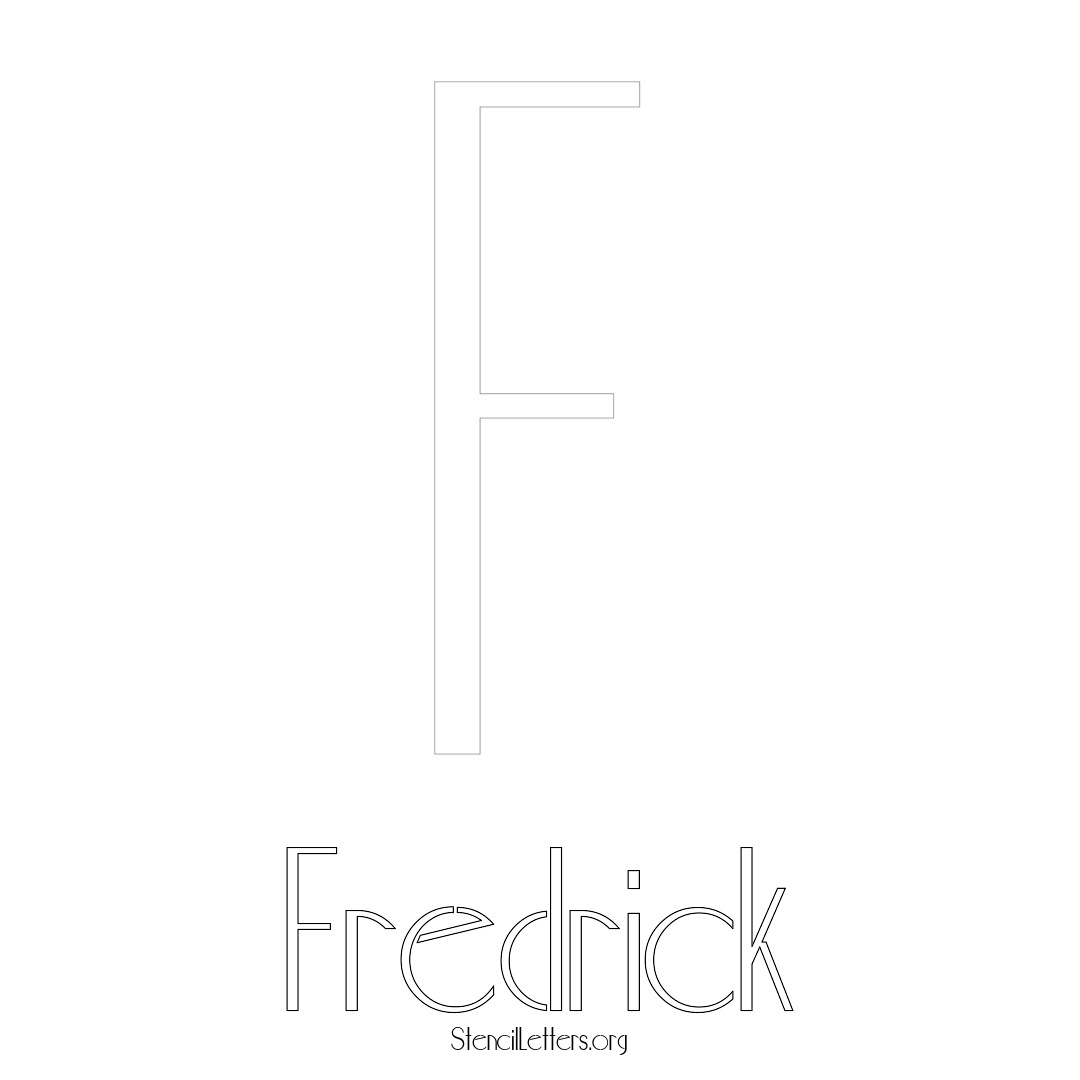 Fredrick printable name initial stencil in Art Deco Lettering