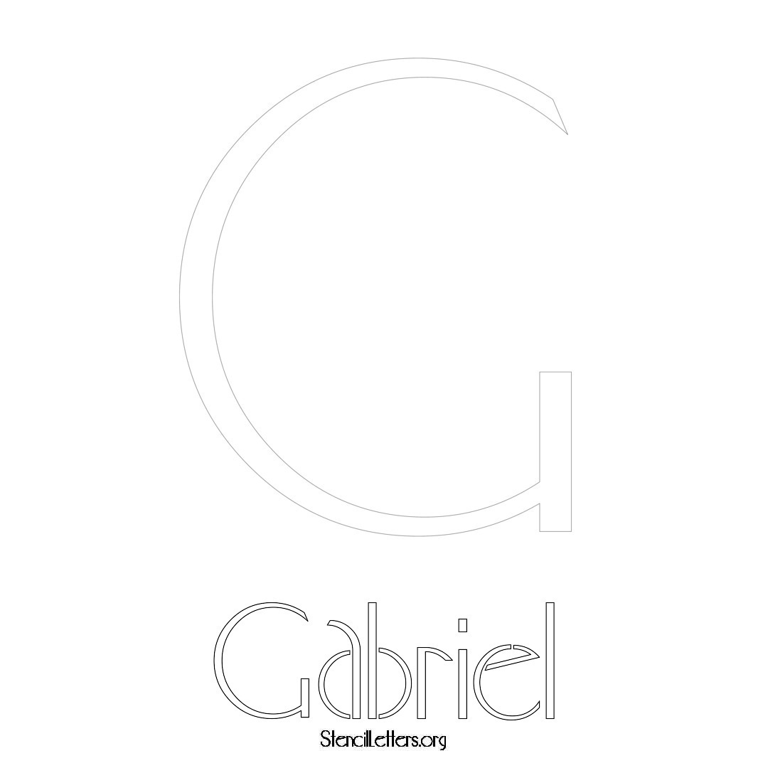 Gabriel printable name initial stencil in Art Deco Lettering