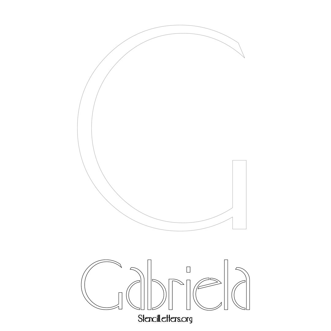 Gabriela printable name initial stencil in Art Deco Lettering