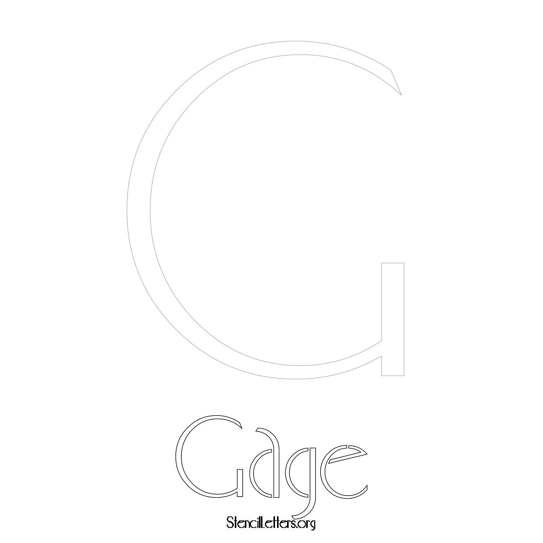 Gage printable name initial stencil in Art Deco Lettering