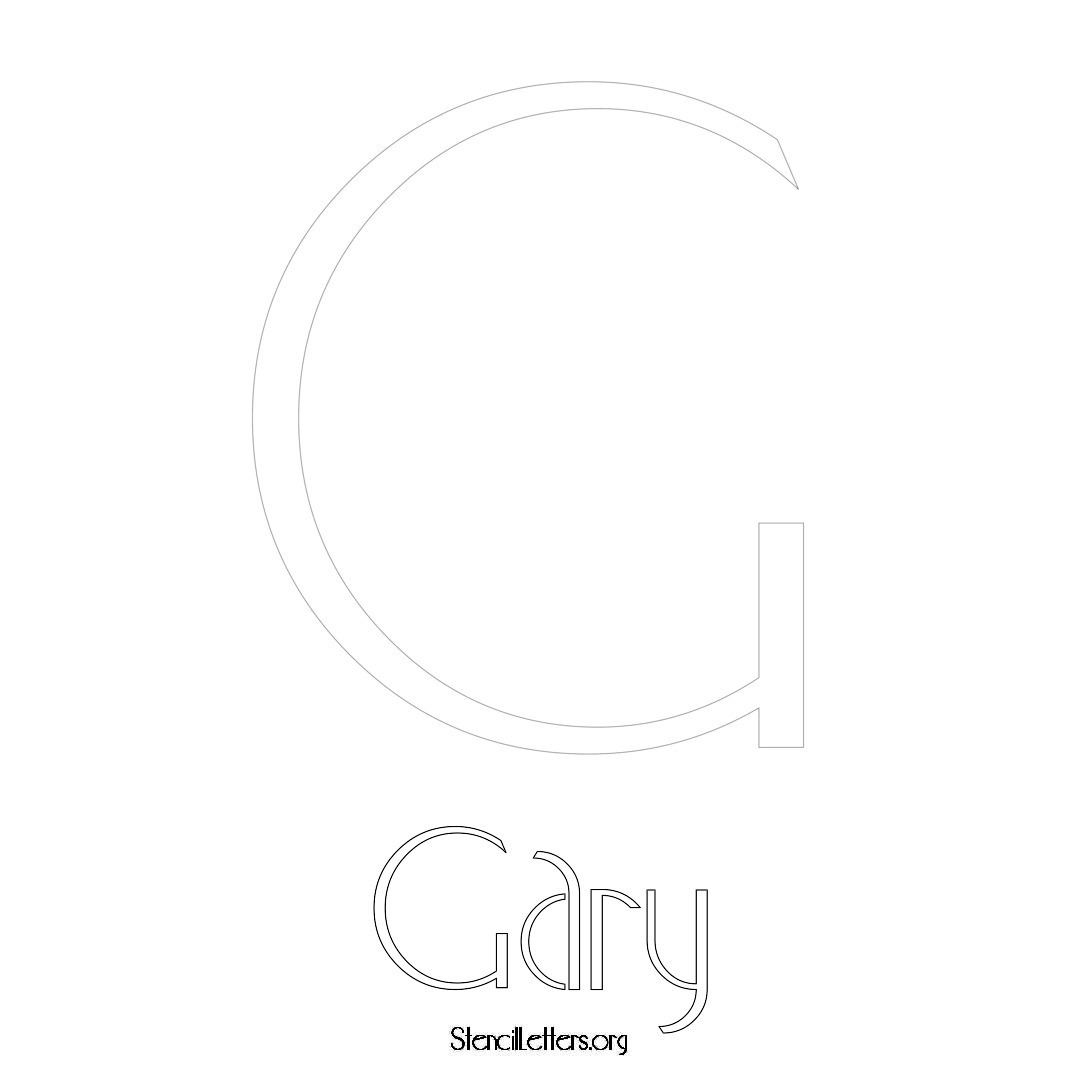 Gary printable name initial stencil in Art Deco Lettering