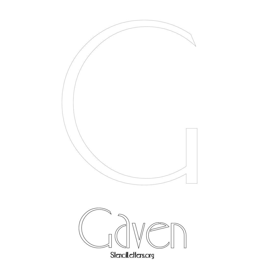 Gaven printable name initial stencil in Art Deco Lettering