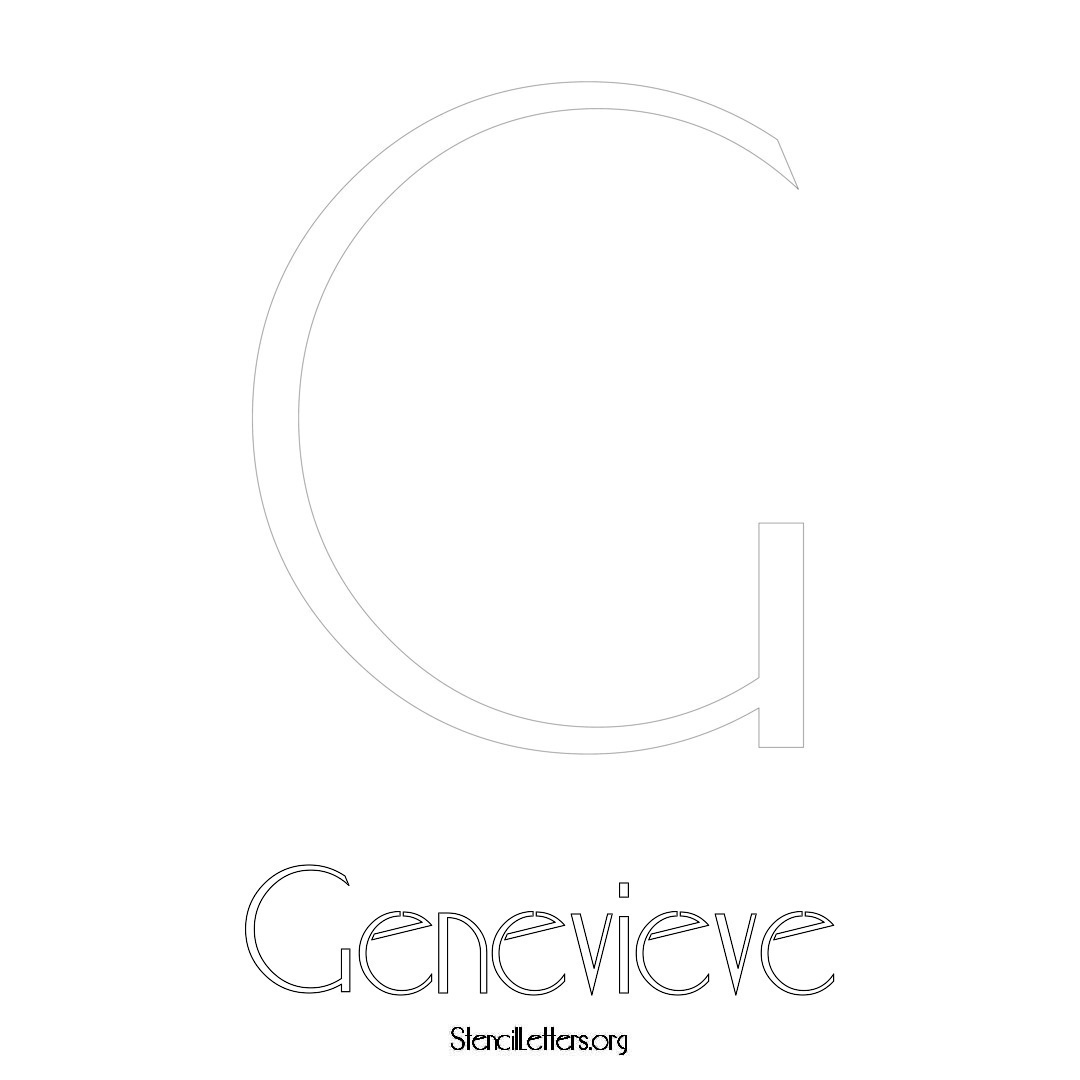 Genevieve printable name initial stencil in Art Deco Lettering