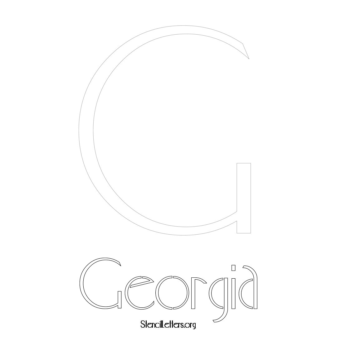 Georgia printable name initial stencil in Art Deco Lettering