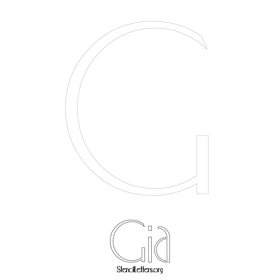 Gia printable name initial stencil in Art Deco Lettering