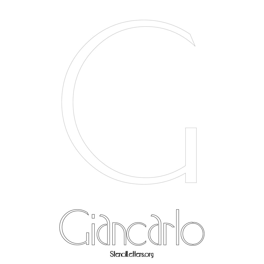 Giancarlo printable name initial stencil in Art Deco Lettering