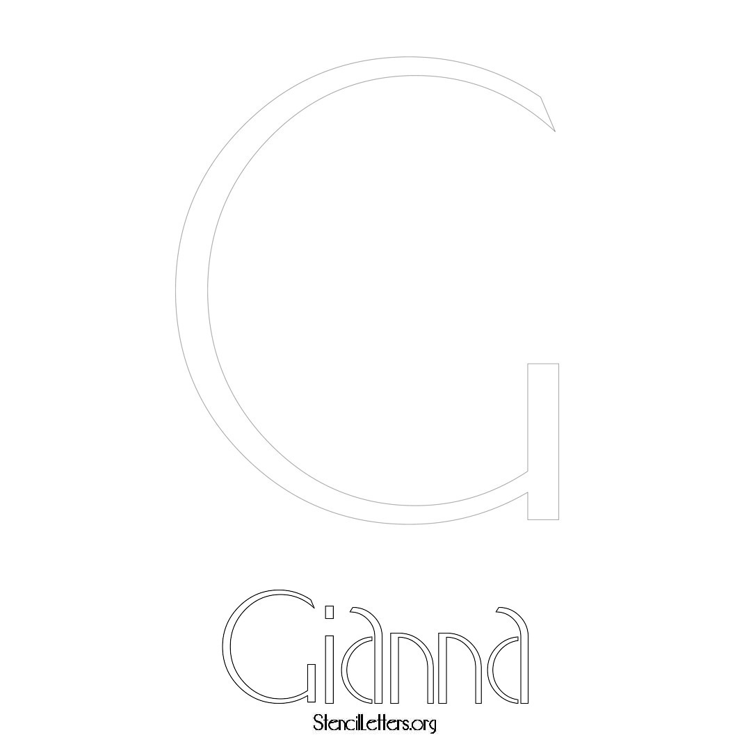 Gianna printable name initial stencil in Art Deco Lettering