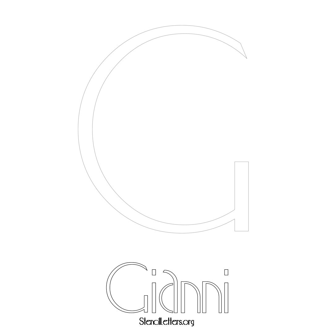 Gianni printable name initial stencil in Art Deco Lettering