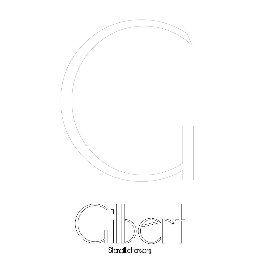 Gilbert printable name initial stencil in Art Deco Lettering