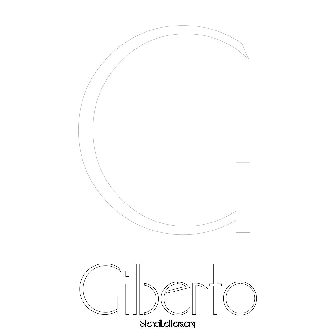 Gilberto printable name initial stencil in Art Deco Lettering