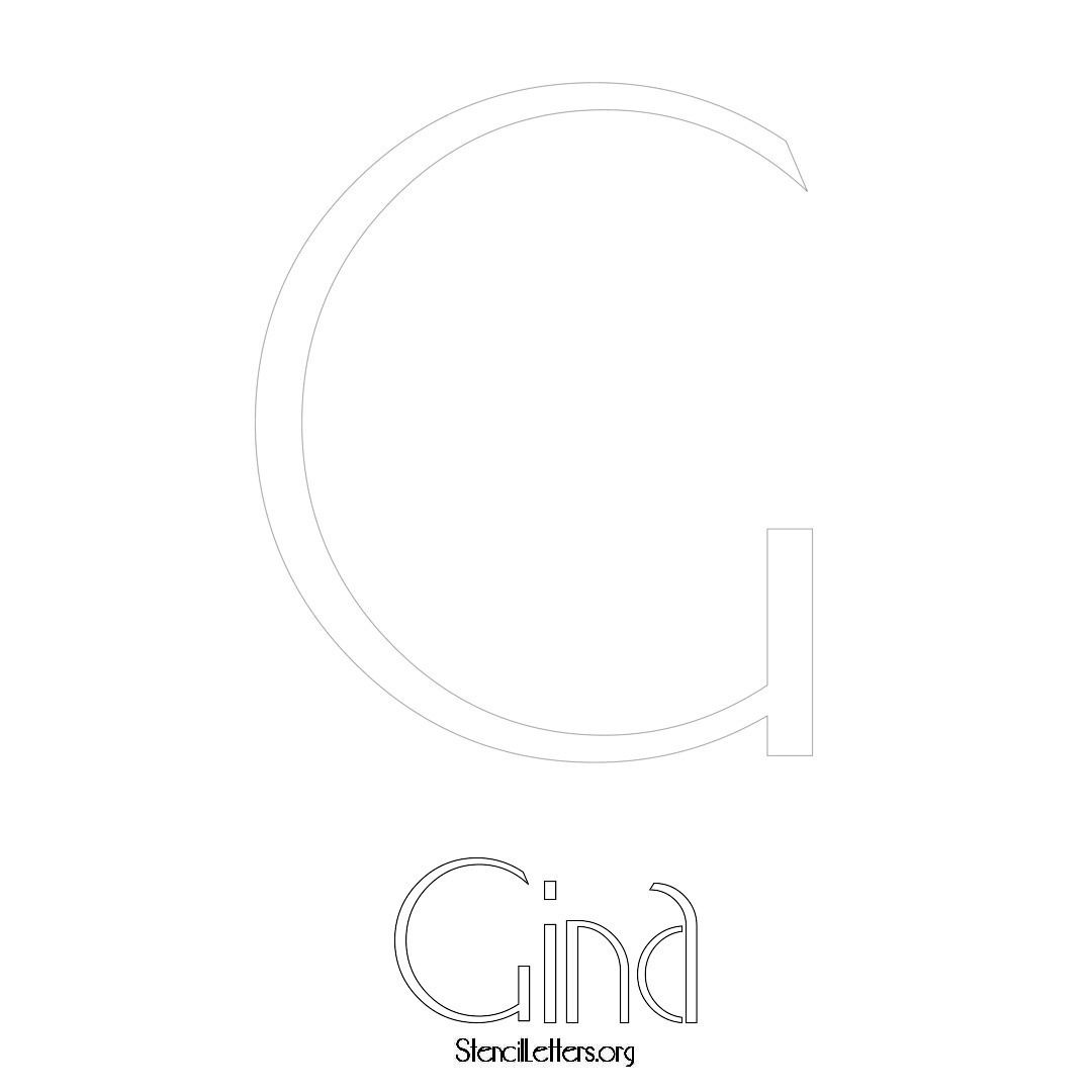 Gina printable name initial stencil in Art Deco Lettering