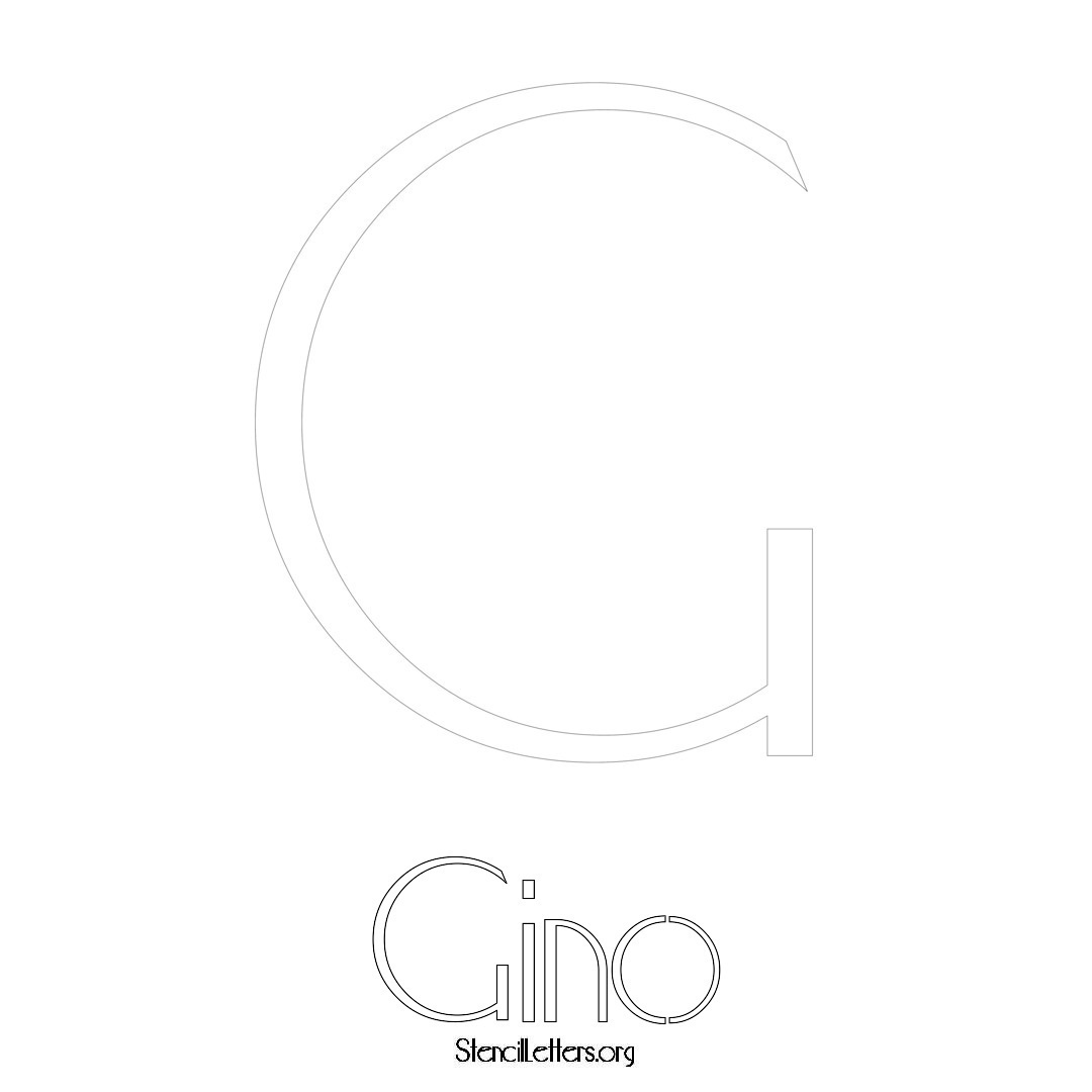 Gino printable name initial stencil in Art Deco Lettering