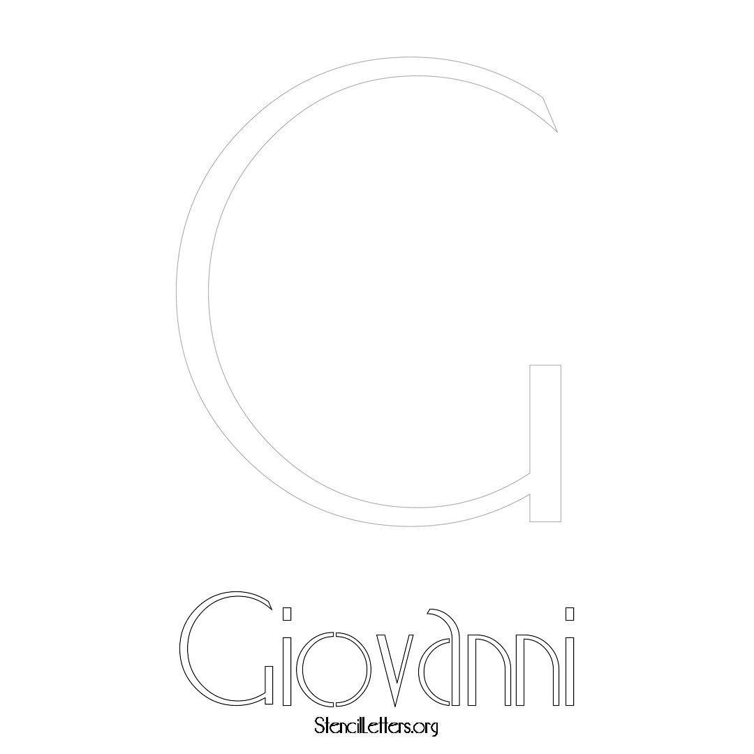 Giovanni printable name initial stencil in Art Deco Lettering